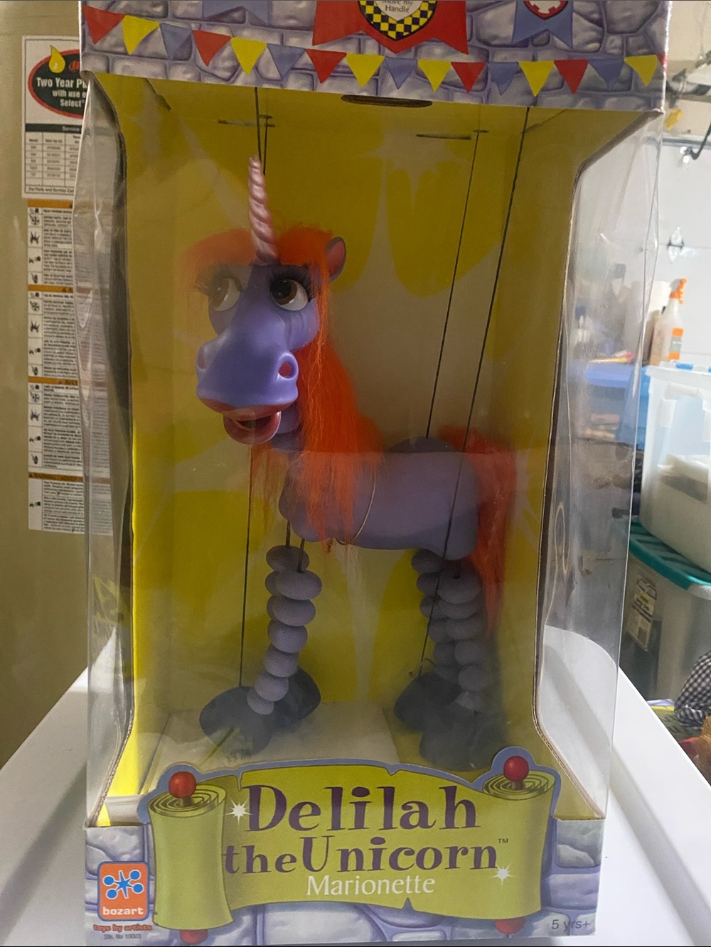 Delilah the Unicorn Marionette - Purple with Orange Mane by Bozart